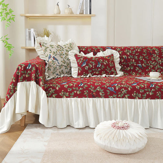 Rural Style Bird & Floral Soft Sofa Cover