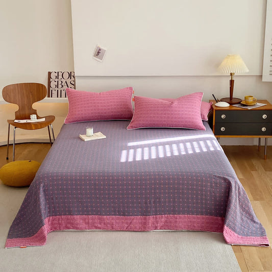 Double Layers Cotton Gauze Grid Soft Coverlet