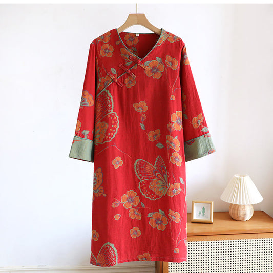 Pure Cotton Elegant Butterfly & Flower Nightdress