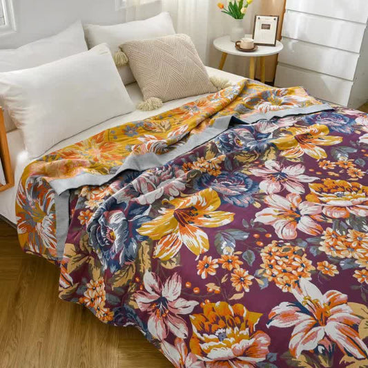 Jacquard Pastoral Peony Pure Cotton Quilt