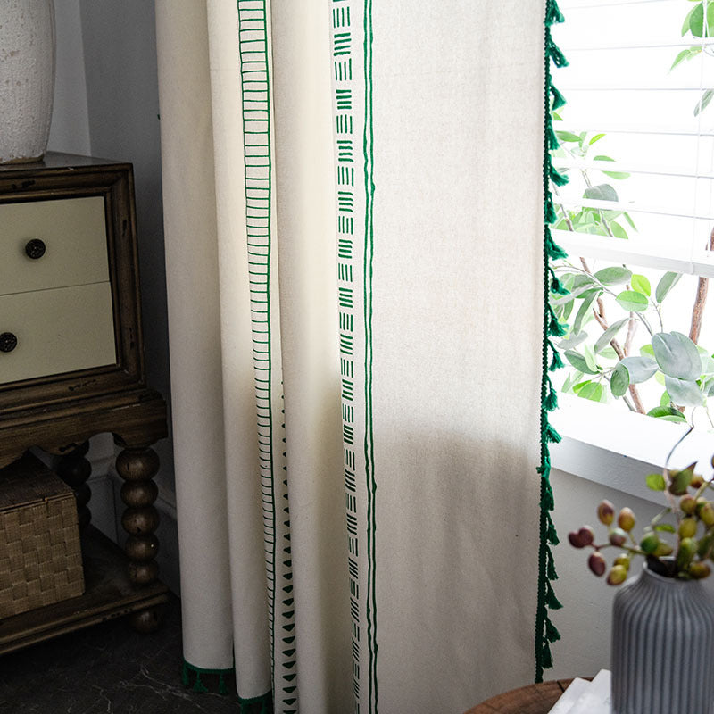 Ownkoti Bohemian Geometric Cotton Semi Blackout Curtains