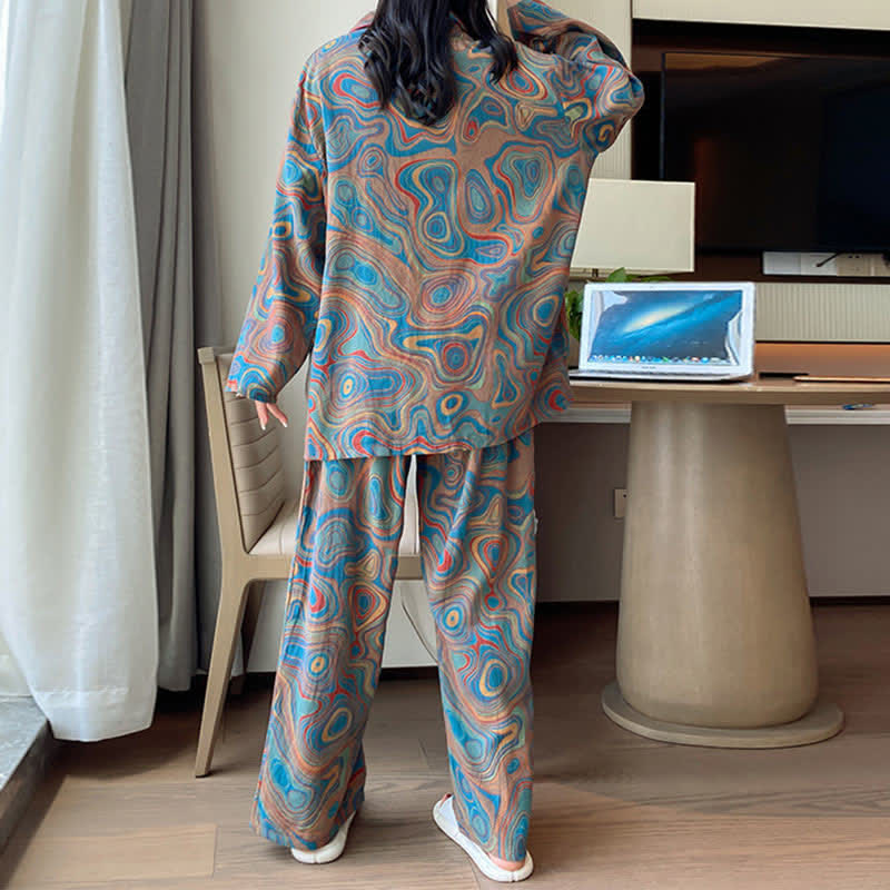 Plus Size Art Print Cotton Loungewear Set - image 2