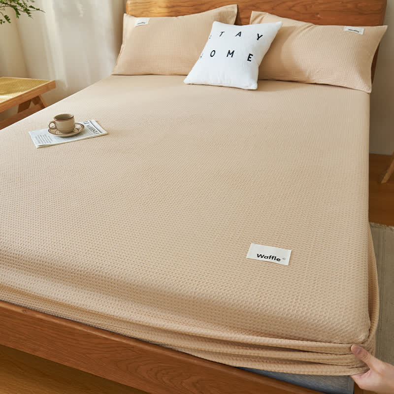 Pure Cotton Waffle Texture Fitted Sheet