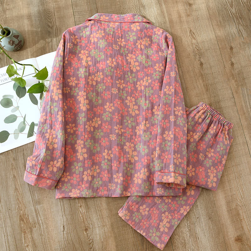 Cotton Gauze Long Sleeves Pajama Set - image 5