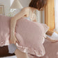 Waffle Weave Cotton Pillowcases with Ruffle (2PCS)