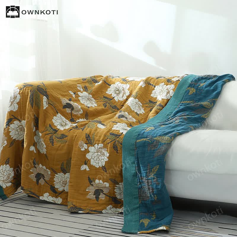 Ownkoti Cotton Flower Reversible Blanket Couch Cover - image 9