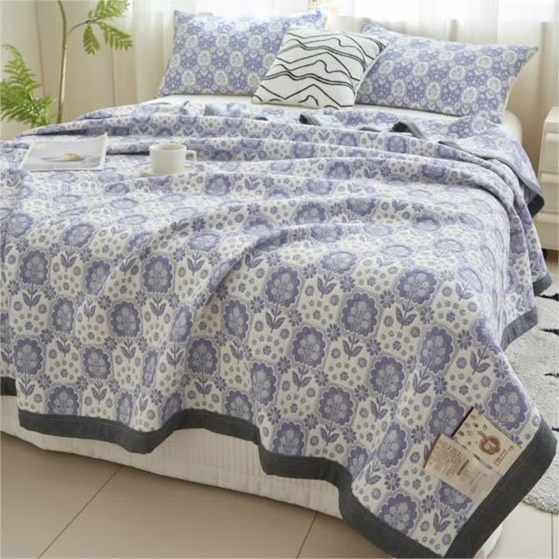 Summer Floral Cotton Gauze Soft Quilt