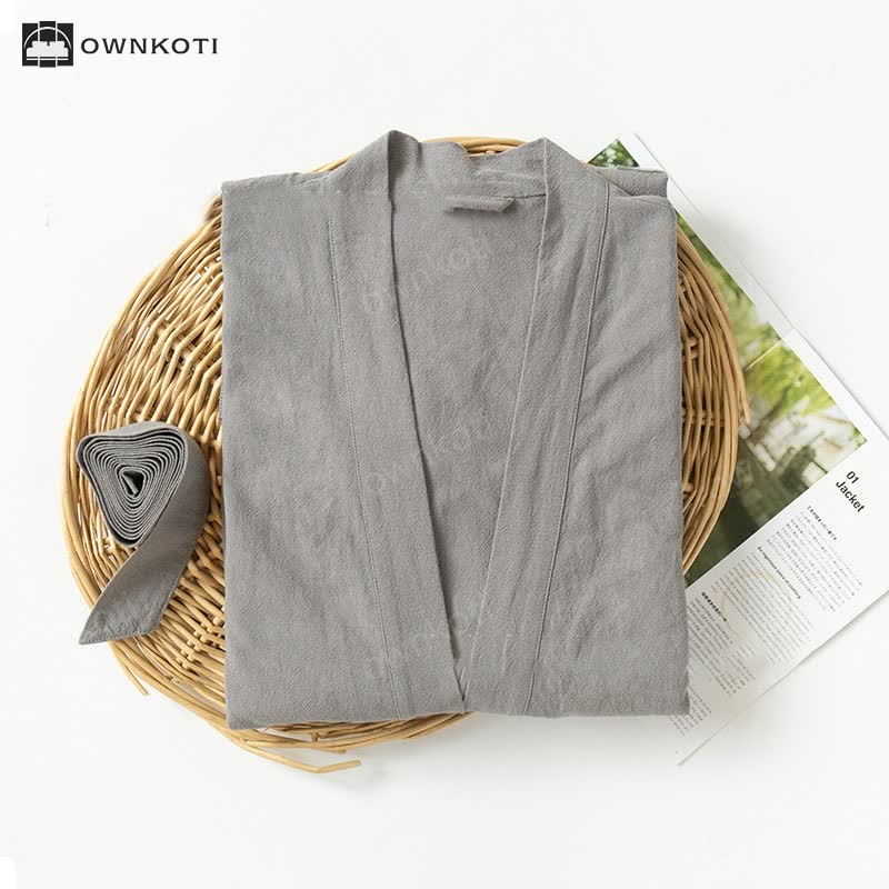 Ownkoti Soft V-Neck Bathrobe Sleepwear with Pockets