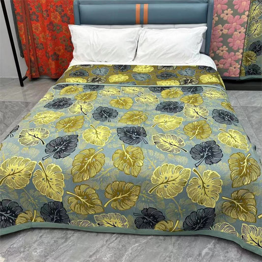 Summer Pastoral Monstera Cotton Quilt