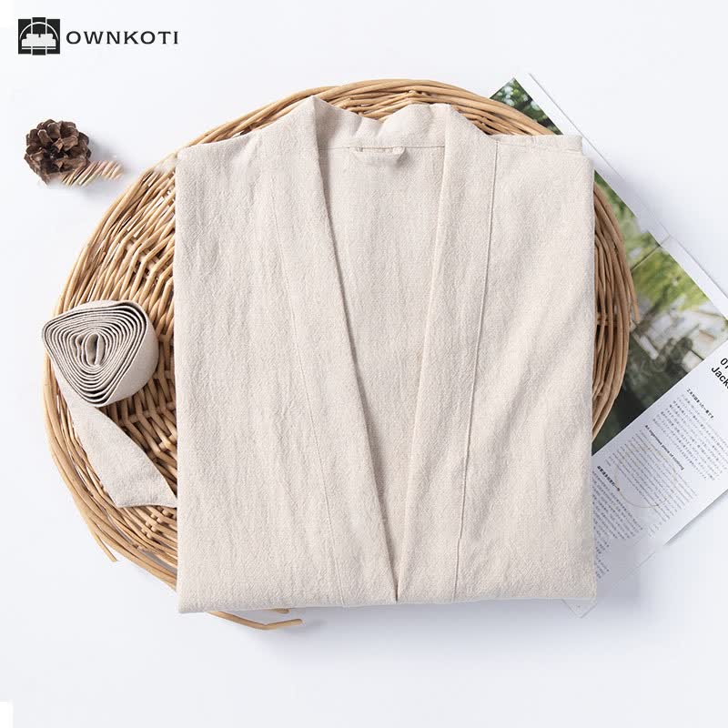 Ownkoti Soft V-Neck Bathrobe Sleepwear with Pockets
