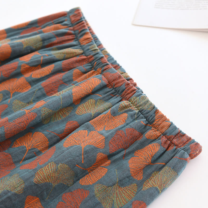 Ownkoti Ginkgo Leaf Button Cotton Loungewear Set - image 8