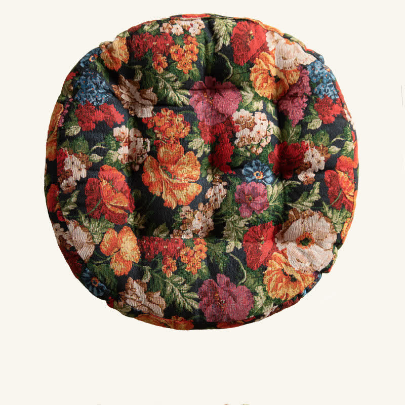 Round Shape Floral Chair Pad Floor Cushion