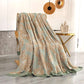 Lightweight Peony Cotton  Reversible Blanket - Green & Orange - 79" x 90" - image 7
