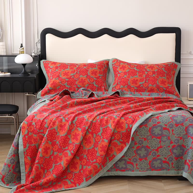 Pure Cotton Reversible Elegant Floral Quilt