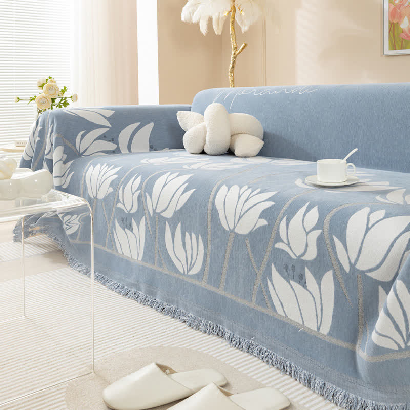 Pastoral Lotus Double-sided Sofa Protector