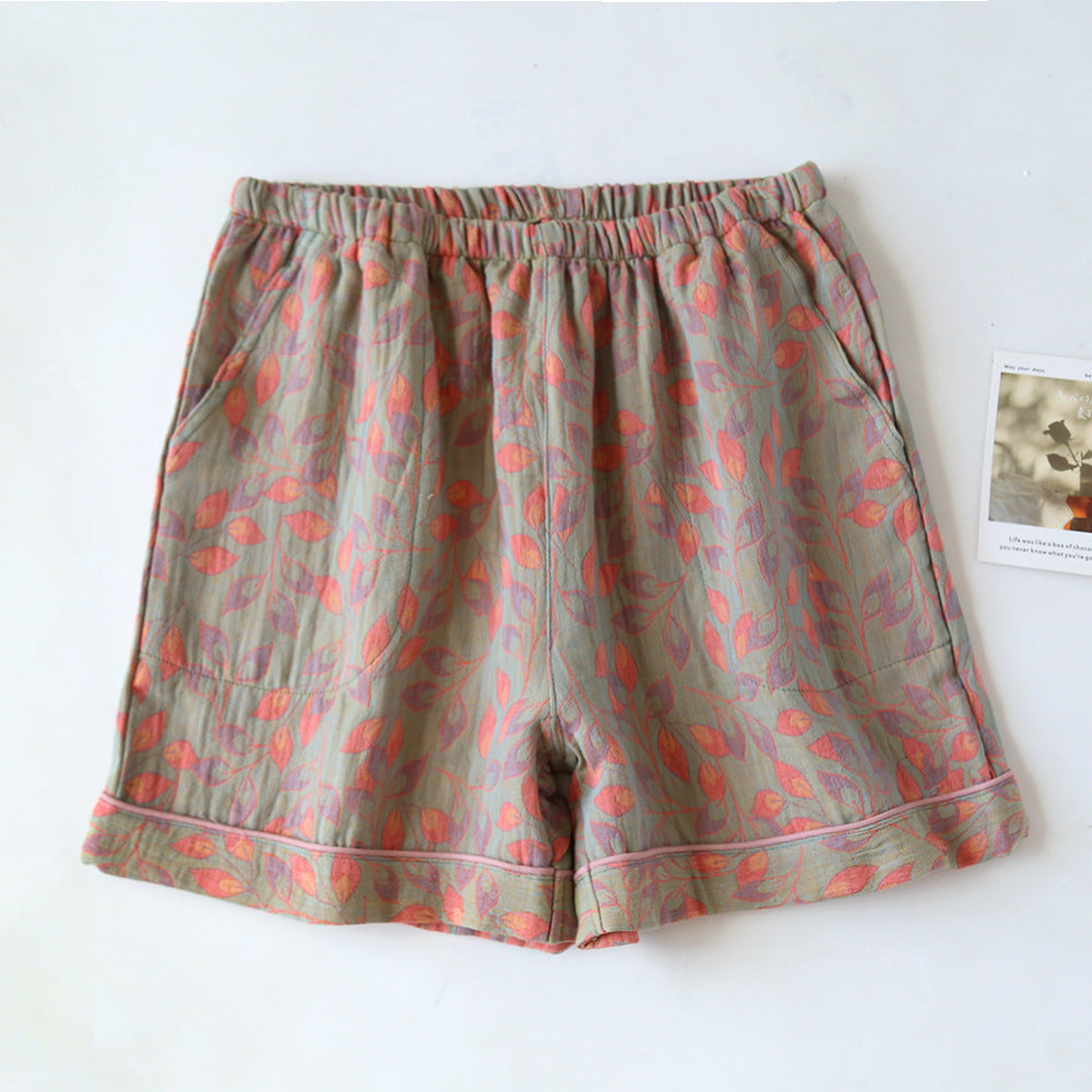 Yarn-dyed Jacquard Cotton Gauze Pajama Shorts