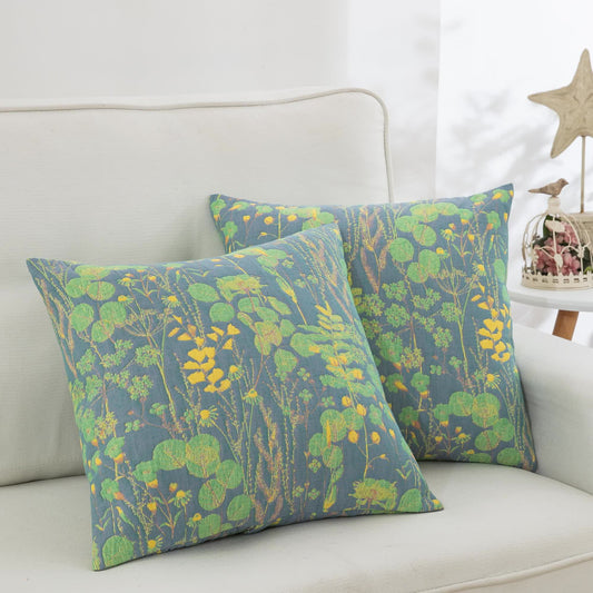 Lotus Pond Jacquard Cotton Gauze Pillowcases(2PCS)