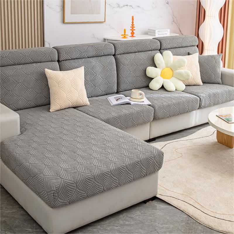 Solid Color Jacquard Leaf Texture Sofa Cover