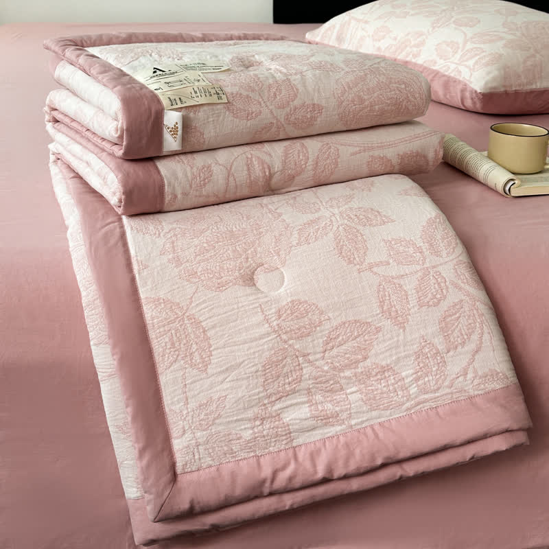 Three Layer Cotton Gauze Jacquard Floral Bedding