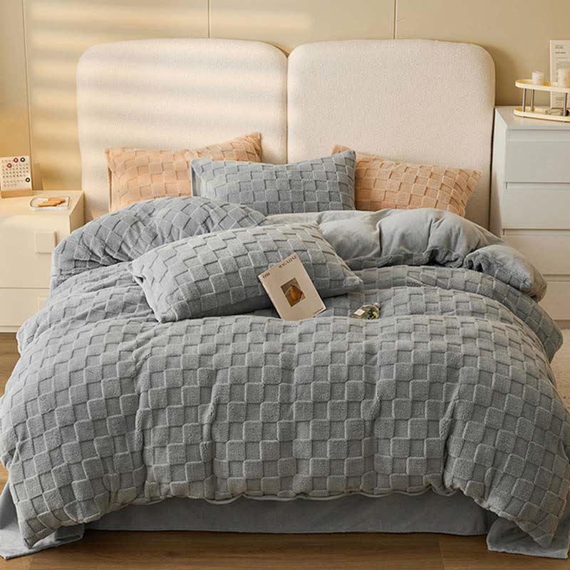 Solid Color Checkerboard Duvet Cover Blanket