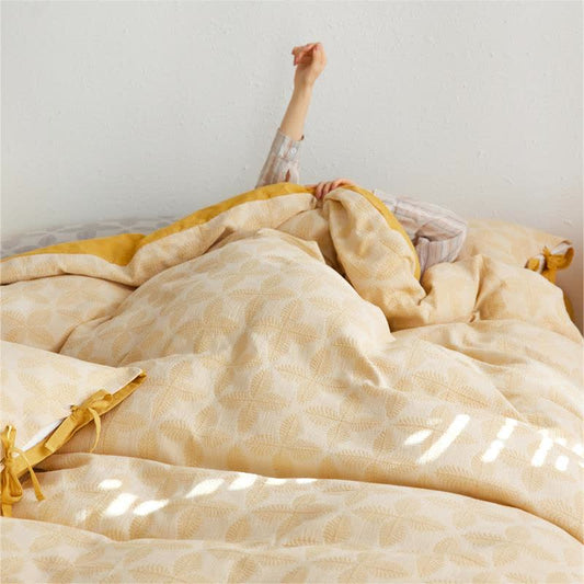 Jacquard Tie Cotton Gauze Bedding Set (4PCS)