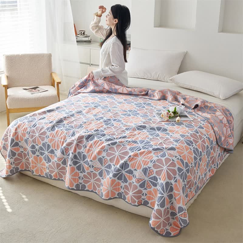 Floral Six Layers Cotton Gauze Summer Quilt