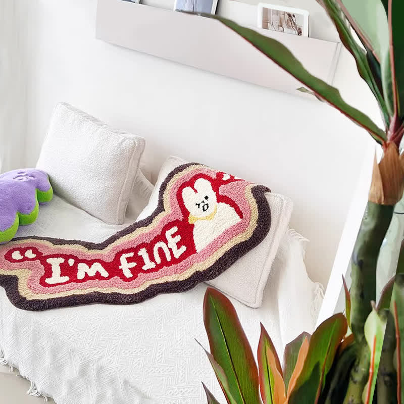 I'M FINE Cartoon Rabbit Tufted Rug