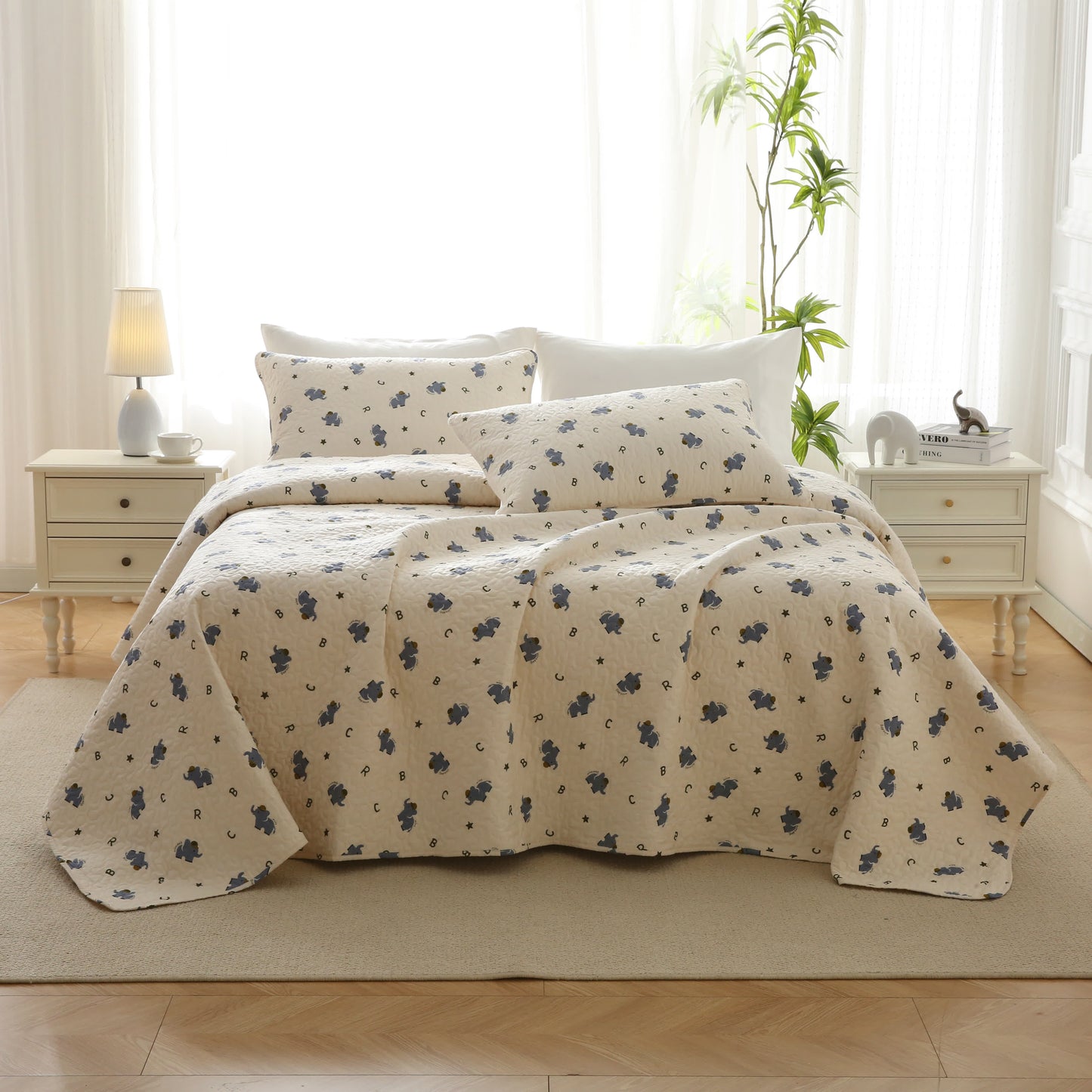 Cute Elephant Quilted Pure Cotton Bedding