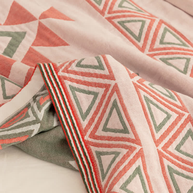 Geometric Triangle Cotton Gauze Summer Quilt