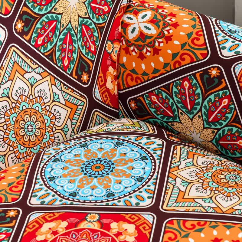 Retro Mandala Flowers Elastic Couch Cover