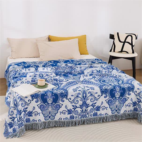 Retro Paisley Cotton Tassel Lightweight Quilt