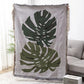 Vivid Monstera Knitted Tassel Sofa Blanket