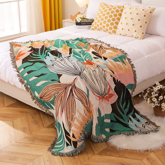 Rural Floral Tassel Decorative Blanket