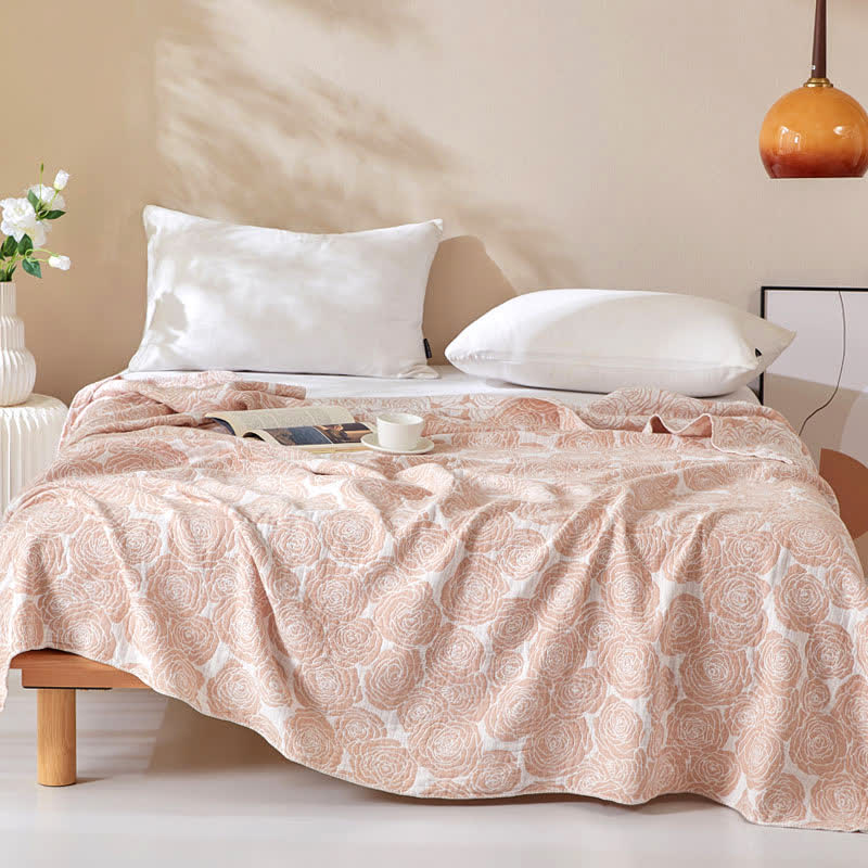 Rose Print Cotton Gauze Soft Summer Quilt