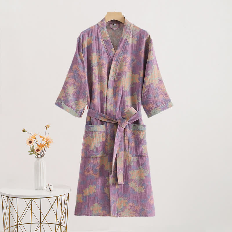 Cotton Gauze Floral Kimono Spa & Bath Robes