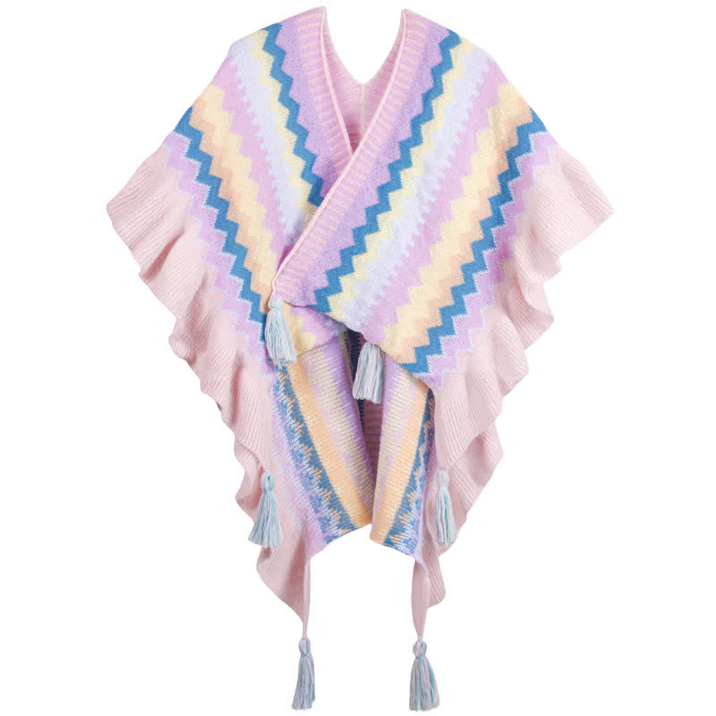 Zigzag Comfy Ruffle Shawl Blanket