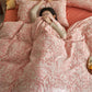 Floral Double Layer Cotton Gauze Bedding Set (4PCS)