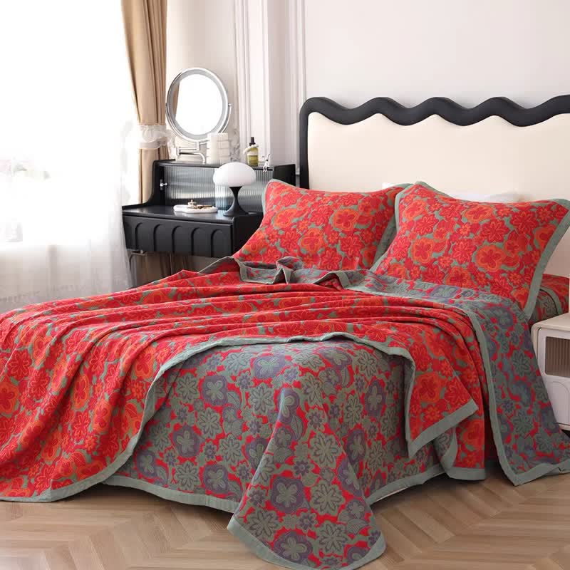 Pure Cotton Reversible Elegant Floral Quilt