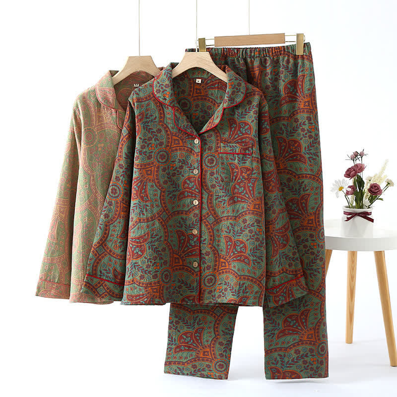 Folk Style Comfy Cotton Loungewear Set