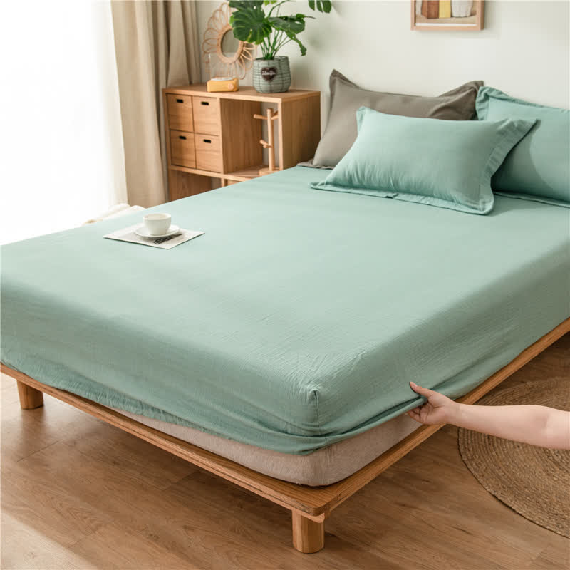 Solid Color Cotton Gauze Fitted Sheet