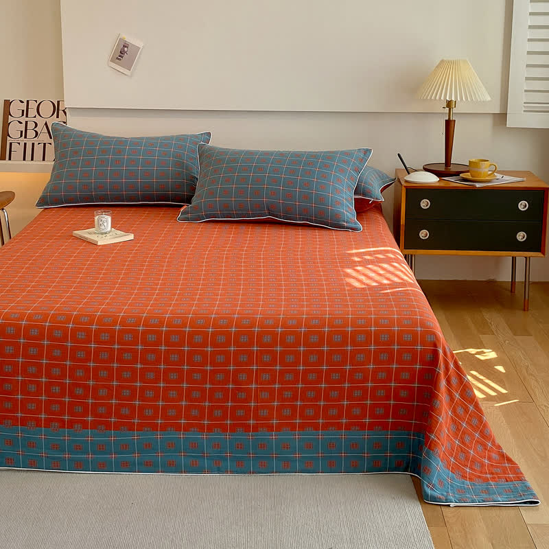 Cotton Gauze Plaid & Square Breathable Bedding