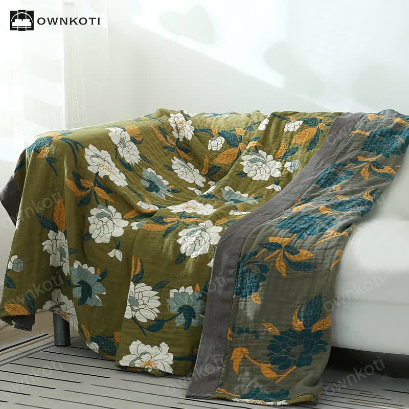 Ownkoti Cotton Flower Reversible Blanket Couch Cover - image 1