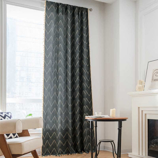 Rustic Retro Striped Wave Blackout Curtain