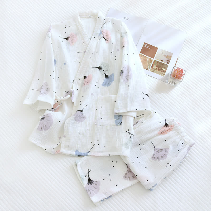 Pure Cotton Kimono Cardigan Loungewear Set