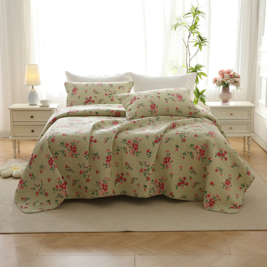 Elegant Rose Quilted Cotton Bedding