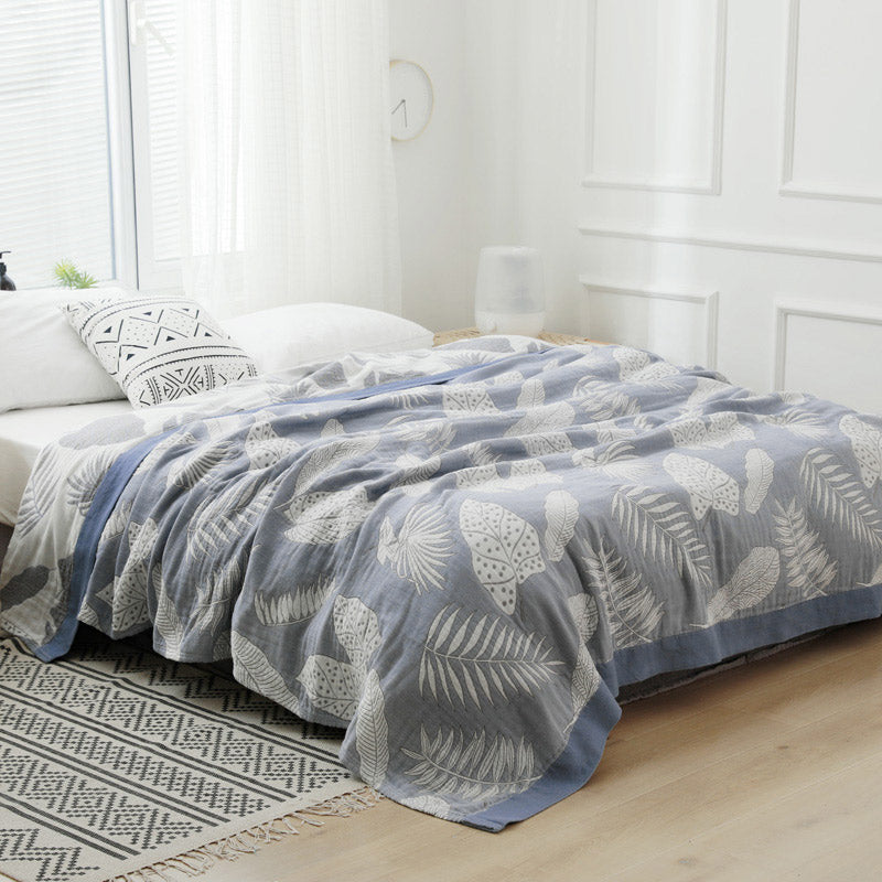 Pattern Gauze Reversible Quilt Breathable Throw - Gray Blue - Queen - image 11