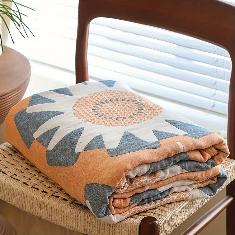 Geometric Sunflower Cotton Gauze Quilt