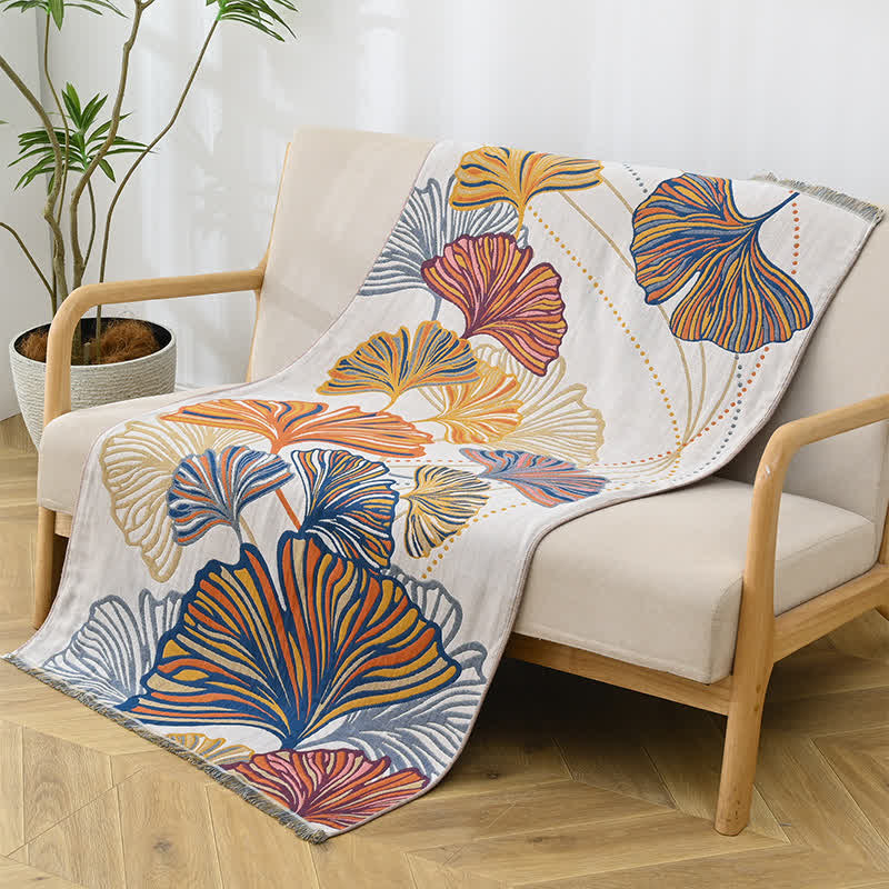 Ownkoti Ginkgo Leaf Cotton Absorbent Bath Towel - 80cm x 150cm - image 0