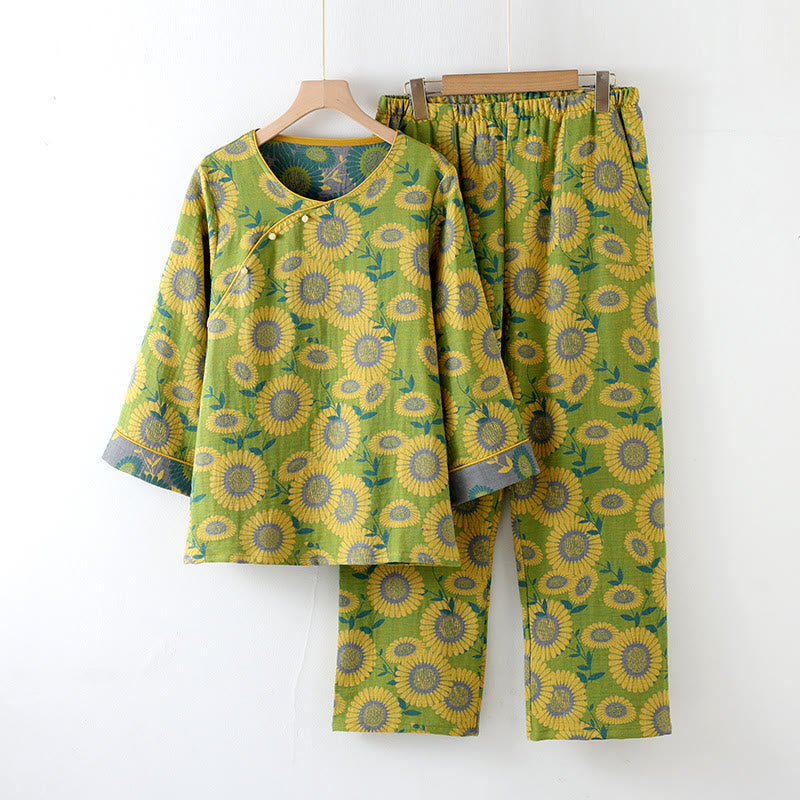 Jacquard Sunflower Pure Cotton Pajama Set