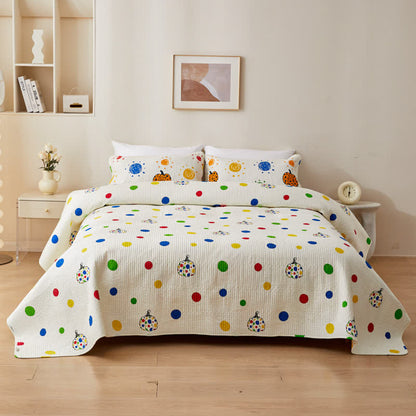 Quilted Polka Dot Pumpkin Cotton Bedding